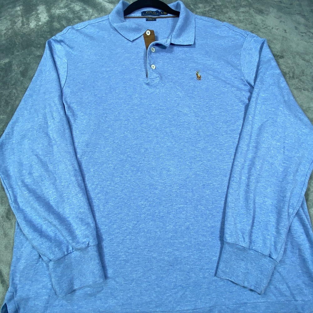 Polo Ralph Lauren Shirt Mens XL Blue Long Sleeve Casual Golf Classic Flesh Pony
